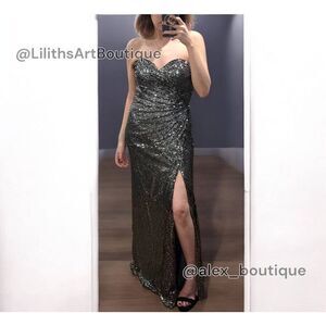 Juliet Strapless Sequin Bodycon Maxi Dress(C046)-Size L for Women